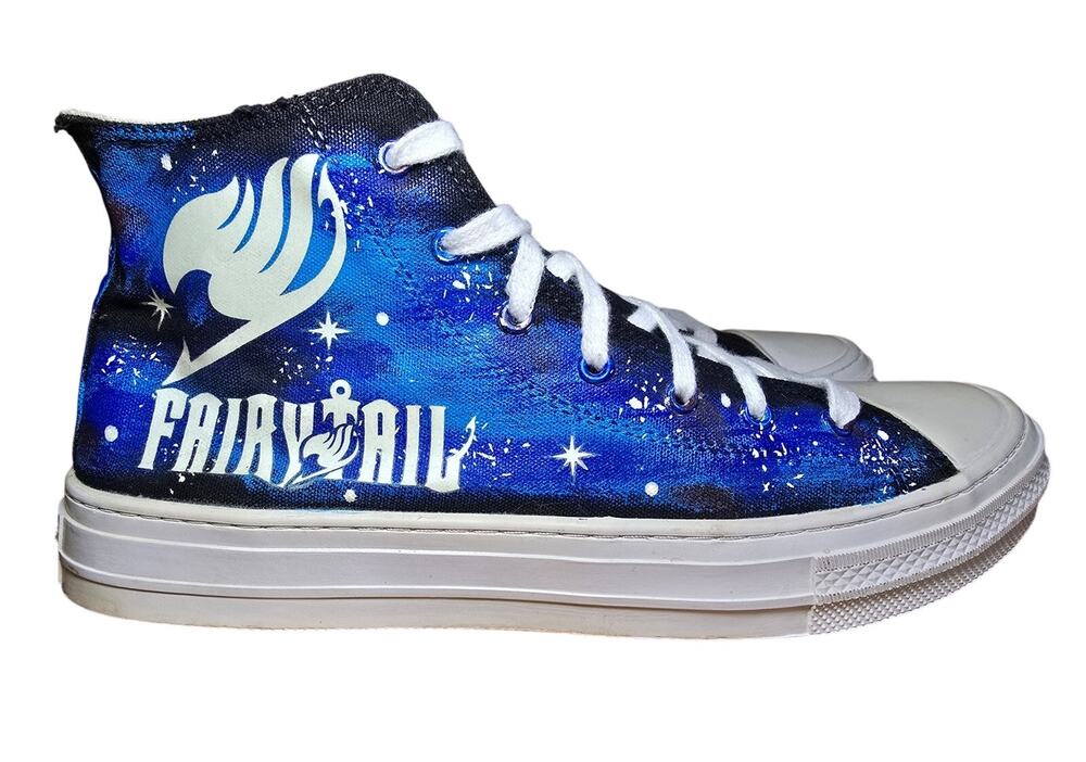 Anime High Tops Fairytail Painted Canvas Glow in the Dark Mens 10.5, W SZ 12